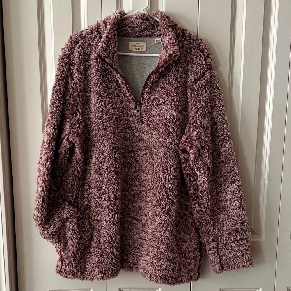 Weatherproof Plush Quarter-Zip Teddy Jacket in Dusty Mauve